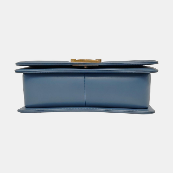 Authenticated pre-owned BOY CHANEL Lambskin Blue - Shoulder Bag at Looply