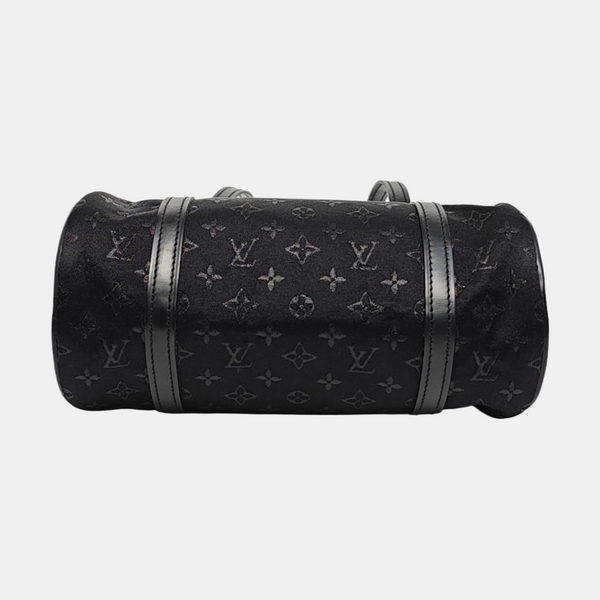 Authenticated pre-owned PAPILLON 19 Monogram Silk Satin Black - Top Handle Bag at Looply