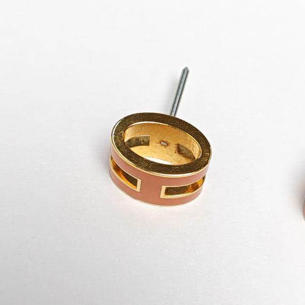 Pop H Metal Gold Stud Earrings