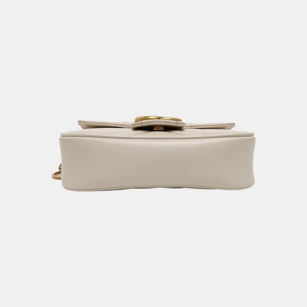 GG Marmont Mini Quilted Calfskin White