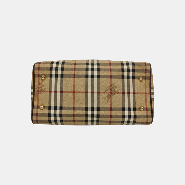 Coated Canvas Top Handle Bag Beige