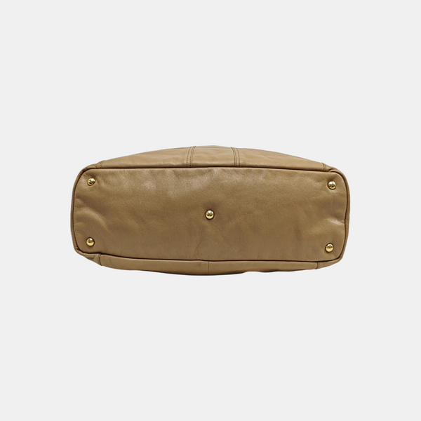 Leather Shoulder Bag Beige