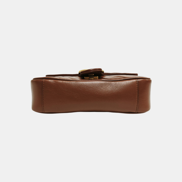 GG Marmont Small Quilted Calfskin Brown