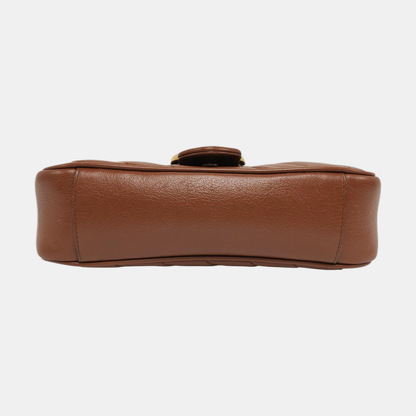 GG Marmont Small Quilted Calfskin Brown