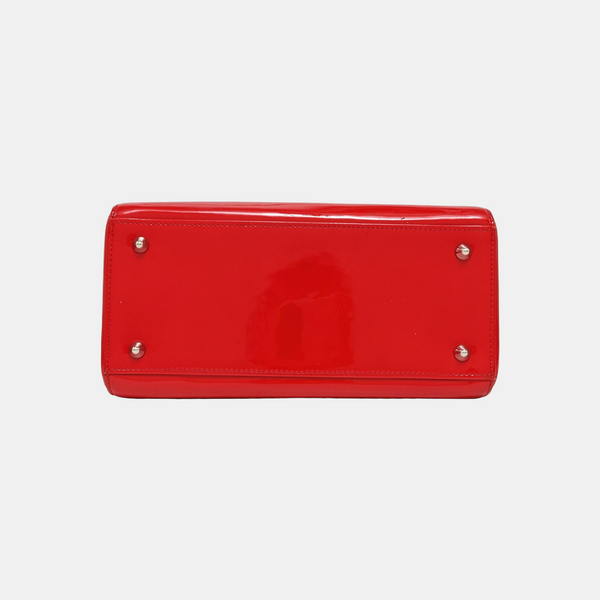 Lady Dior Medium Patent Leather Red