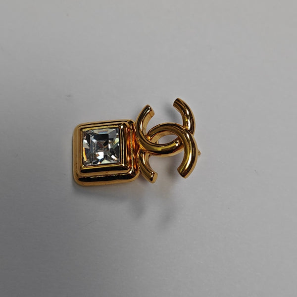 CC Logo Metal Gold Stud Earrings