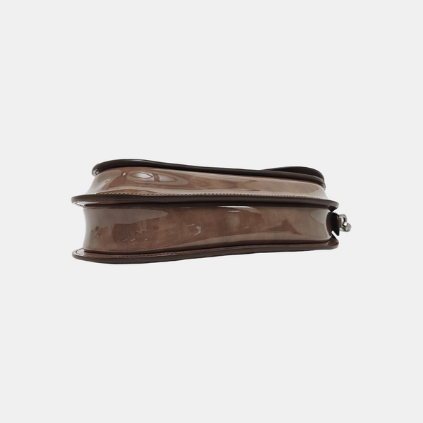 Authenticated pre-owned Saddle Monogram Patent Leather Grey - Shoulder Bag at Looply