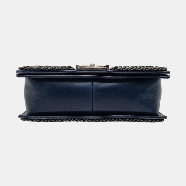 Authenticated pre-owned BOY CHANEL Medium Quilted Calfskin Blue - Crossbody Bag at Looply
