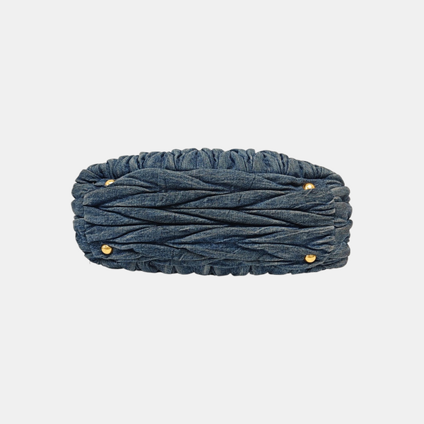 Quilted Denim Tote Bag Blue