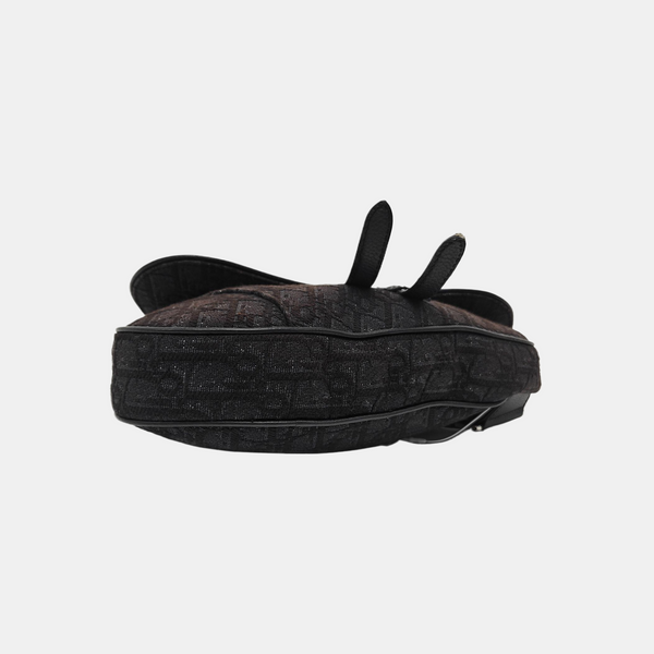 Saddle Medium Oblique Canvas Black