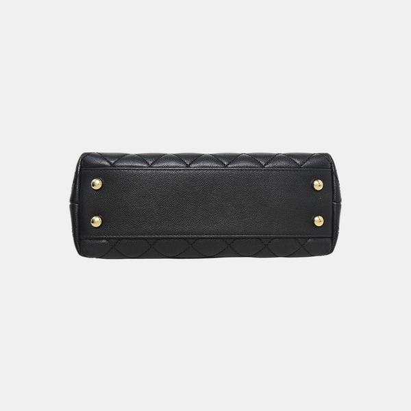 COCO HANDLE Small Quilted Grained Calfskin Black