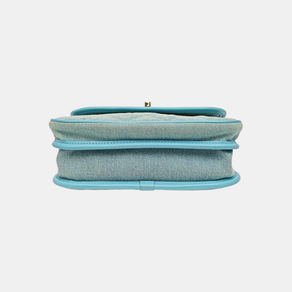 Quilted Denim Shoulder Bag Blue
