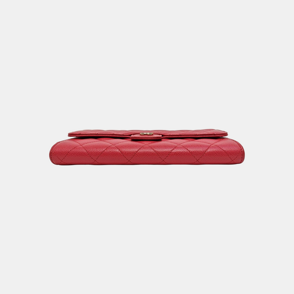 Cartera rosa de piel de cordero acolchada CLÁSICA CON SOLAPA