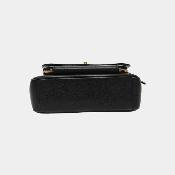 BUSINESS AFFINITY Small Quilted Grained Calfskin Black