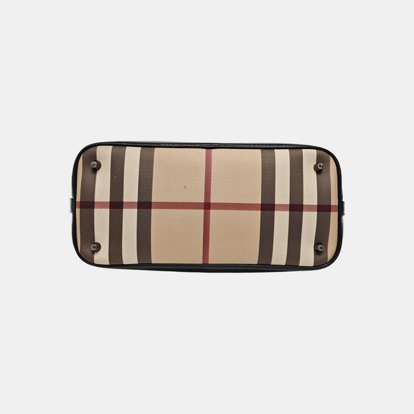 Coated Canvas Top Handle Bag Beige