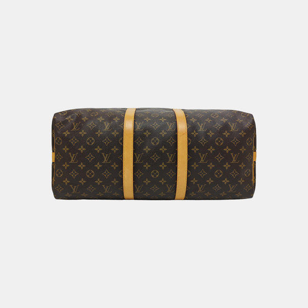 KEEPALL 50 Monogram Coated Canvas Brown