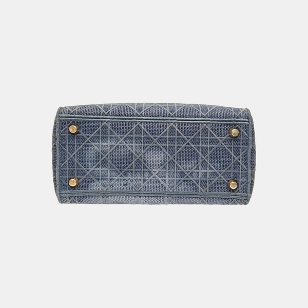 Lady D-Lite Medium Cannage Canvas Blue