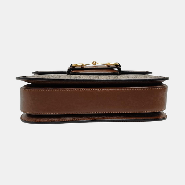 Horsebit 1955 Medium Monogram Coated Canvas Beige