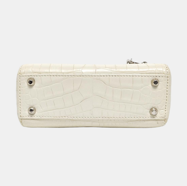 Lady Dior Mini Crocodile White