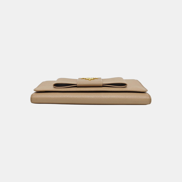 Fiocco Bow Saffiano Calfskin Beige