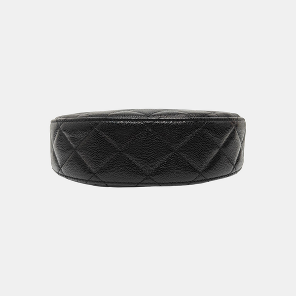 Quilted Grained Calfskin Shoulder Bag Black