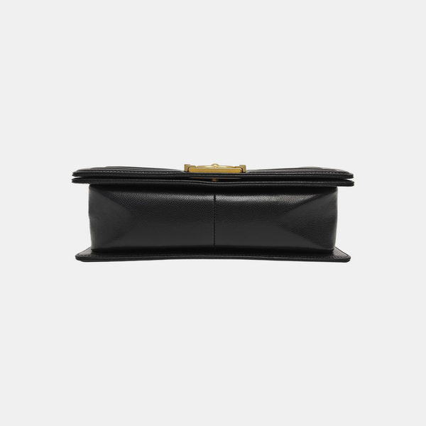 BOY CHANEL Medium Quilted Grained Calfskin Black