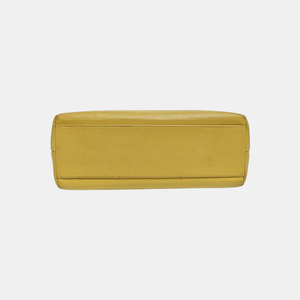 Quilted Calfskin Top Handle Bag Yellow