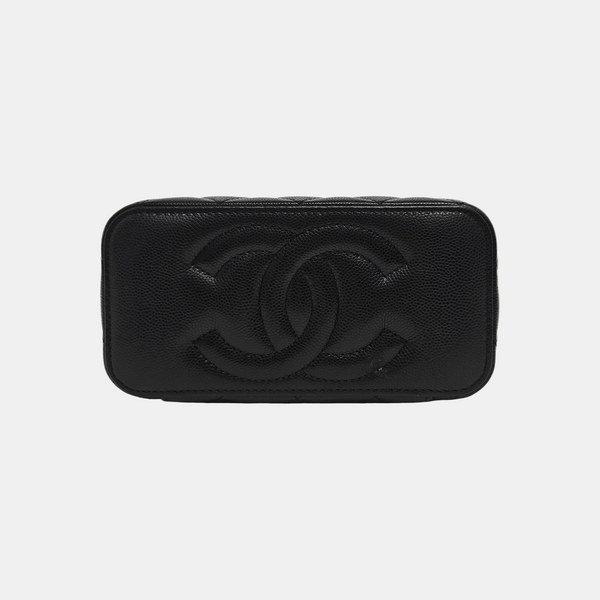 VANITY CASE Small Quilted Grained Calfskin Black