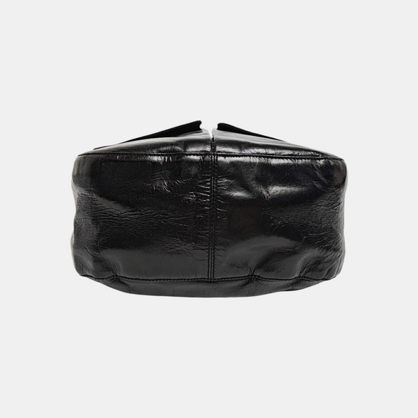 Patent Leather Top Handle Bag Black
