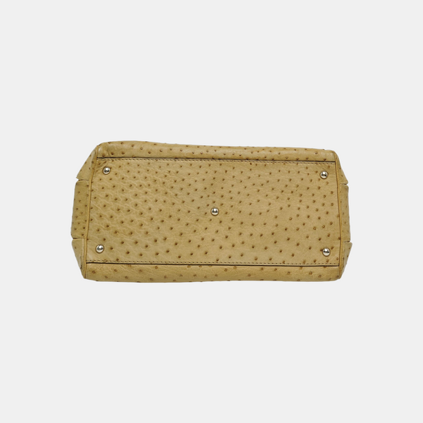 Ostrich Top Handle Bag Beige