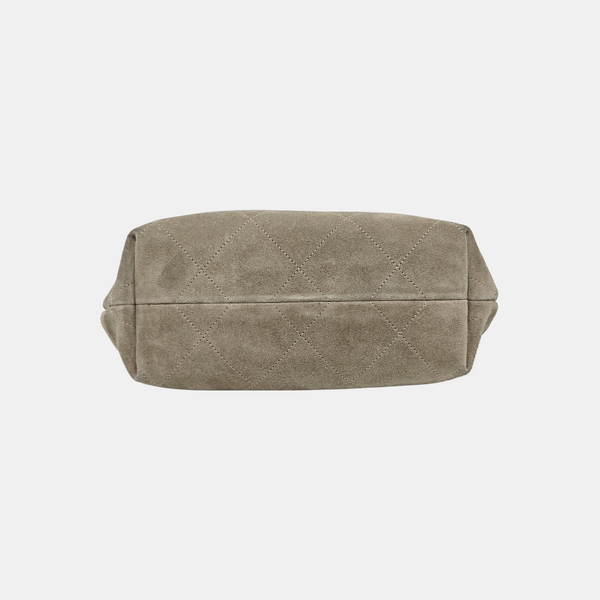 HOBO Large Quilted Suede Gray