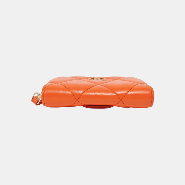 Quilted Lambskin Wallet Orange