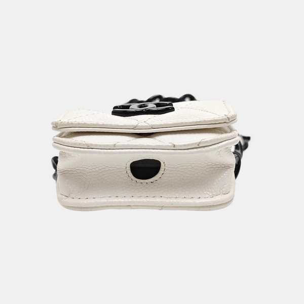 Quilted Grained Calfskin Belt Bag White