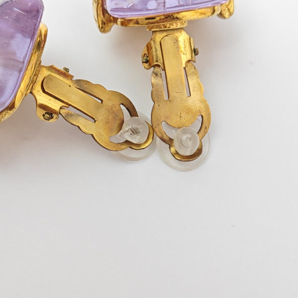 Metal Purple Clip On Earrings