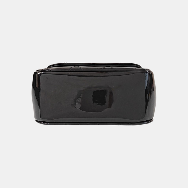 Quilted Patent Leather Shoulder Bag Black