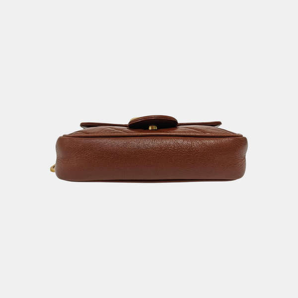 GG Marmont Mini Quilted Calfskin Brown