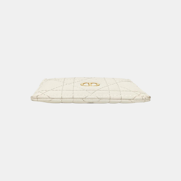 Lady Dior Cannage Calfskin White Card Holder