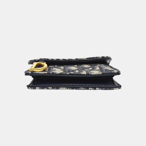 Saddle Mini Oblique Canvas Blue Wallet