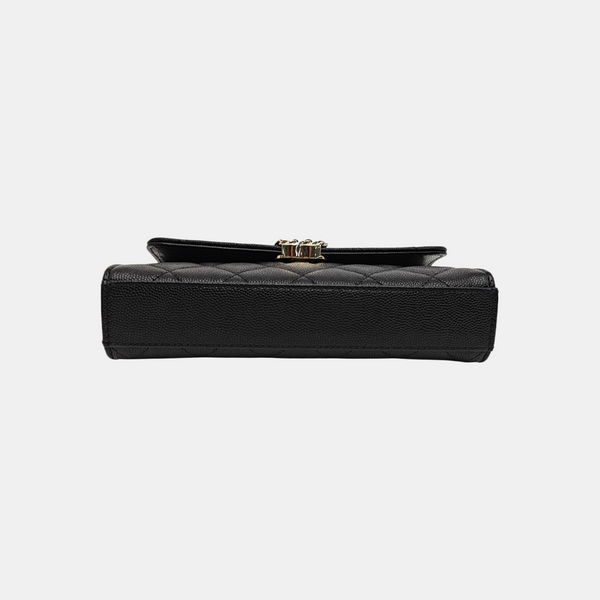 Quilted Grained Calfskin Shoulder Bag Large Black