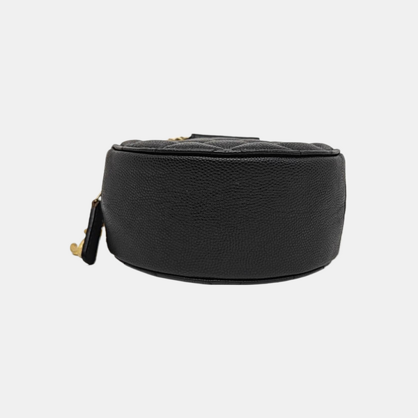 Quilted Grained Calfskin Shoulder Bag Black