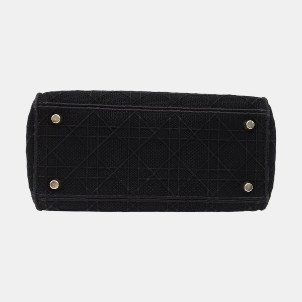 Authenticated pre-owned Lady D-Lite Medium Cannage Canvas Black - Shoulder Bag at Looply