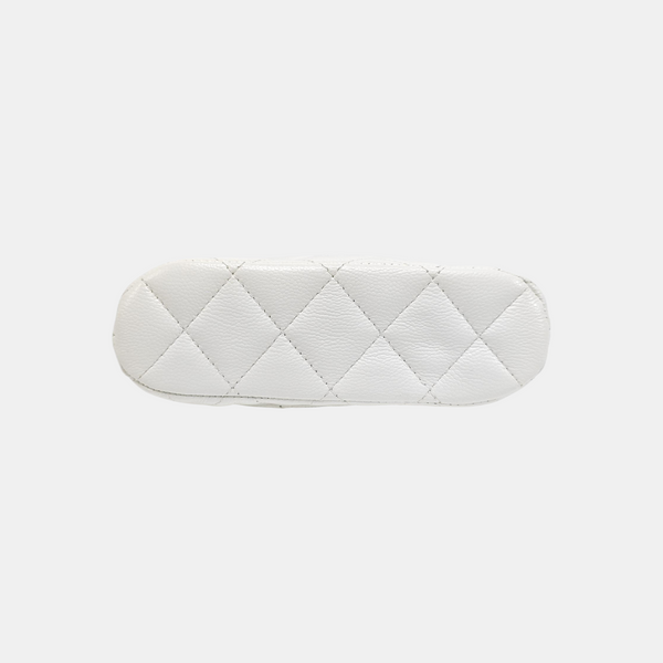 Quilted Grained Calfskin Shoulder Bag White
