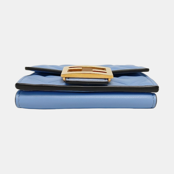 Trifold Large Lambskin Blue Card Holder