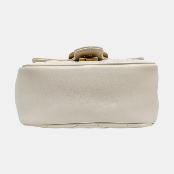 GG Marmont Mini Quilted Calfskin White
