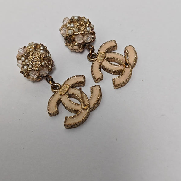 Metal Beige Stud Earrings