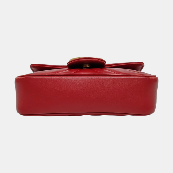 Authenticated pre-owned GG Marmont Mini Quilted Calfskin Red - Shoulder Bag at Looply