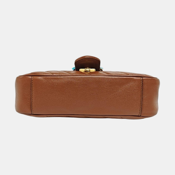 GG Marmont Small Quilted Calfskin Brown