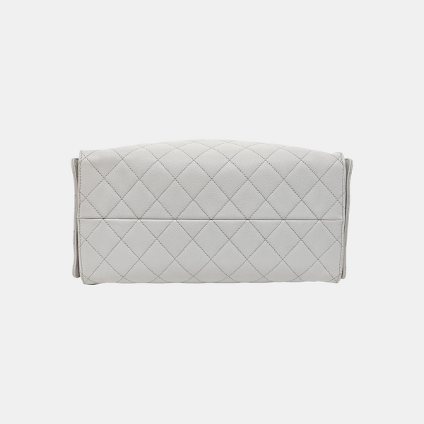 CHANEL 25 Medium Quilted Grained Calfskin Gray