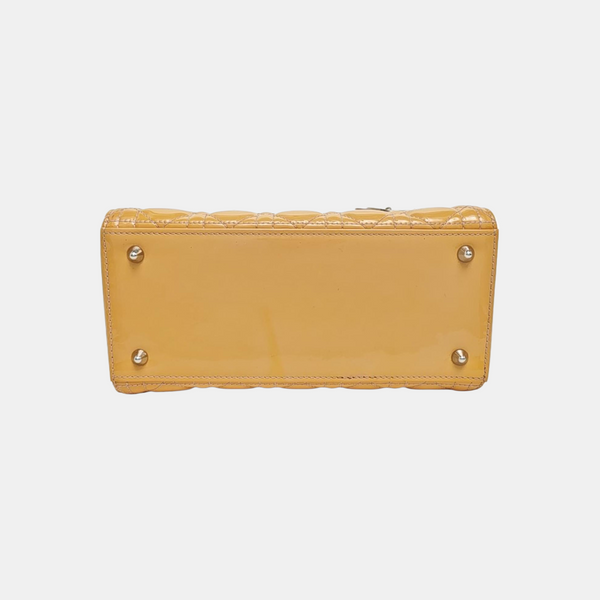 Lady Dior Medium Cannage Patent Leather Yellow