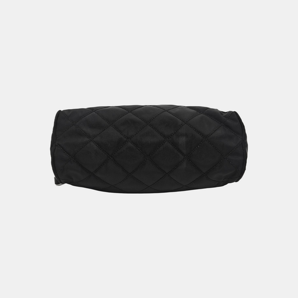 Quilted Nylon Clutch Black